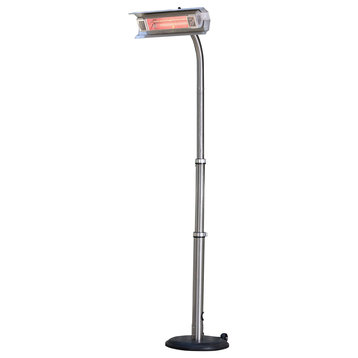 Telescoping Offset Pole Mounted Infrared Patio Heater, Stainless Steel