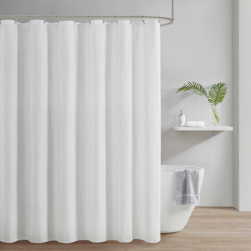 Croscill Calistoga Textured Cotton Matelasse Shower Curtain, White
