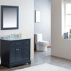 36" Moana Bathroom Vanity With White Marble Top and Undermount Sink, Gray