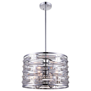 Petia 4 Light Drum Shade Chandelier with Chrome finish