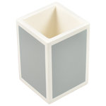 Pacific Connections - Cool Gray & White Lacquer Bathroom Accessories, Brush Holder - Cool Gray with White Trim Lacquer Bath Collection.