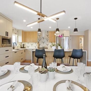Rift-Cut White Oak Kitchen with Painted Pewter Cabinetry