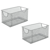 Perforated Bathroom Galvanized Metal Storage Basket, Toiletries Organizer  Bin