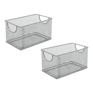 YBM Home Large Plastic Storage Basket with Handle for Home and Office, Blue  15 L x 10 W x 6 H