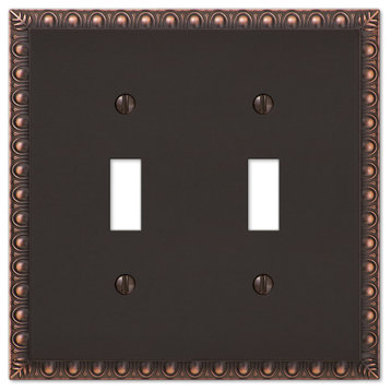 Egg and Dart Cast 2-Toggle Wall Plate, Aged Bronze