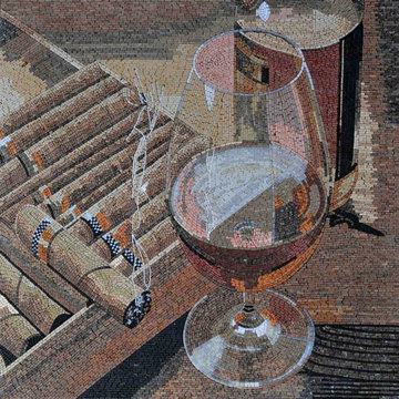 Cigar and Drink Pair Mosaic Marble Handmade Artwork I Mozaico