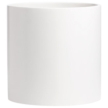 Root And Stock Brea Round Cylinder Planter, White, D:16" X H:16"