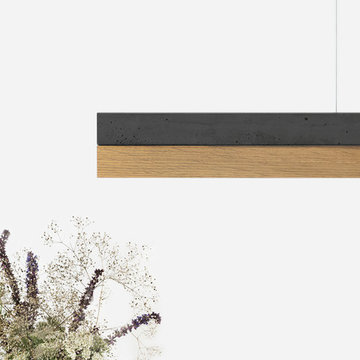 GANTlights [C1] Concrete & Oak (Dimmable LED) Pendant Light Rectangular