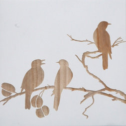 Wood Carved Bird on Branch - Picture Frames