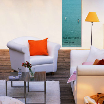Bright Living Room with Art Institue of Chicago "Misrach" Wall Hanging