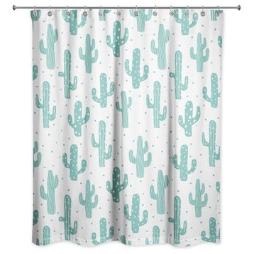 Teal Cactus 71x74 Shower Curtain