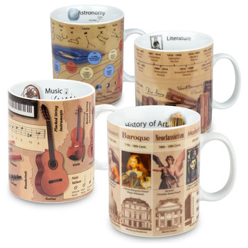 Set of 4 Assorted Mugs of Knowledge - Astronomy, Literature, History of Art, Mus