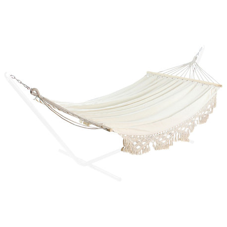 47"x78" Cream White and Tan Brown Poly Cotton Hammock