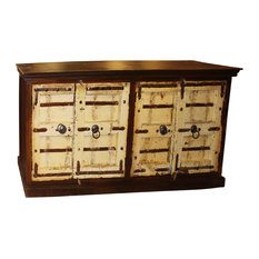 Mogul Interior - Consigned Antique Solid Wooden Sideboard Indian Storage Cabinet Tv Console - Buffets and Sideboards