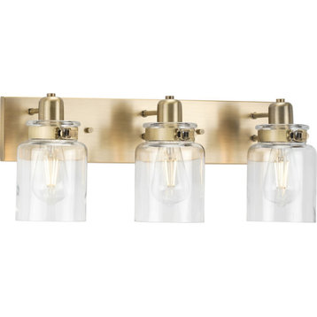 Calhoun Collection Three-Light Vintage Brass Bath Vanity Light