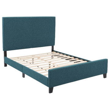 CorLiving Juniper Full Size Contemporary Fabric Upholstered Bed in Teal Blue