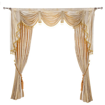 Luxurious Window Curtain, Cozy Feeling, 54"x84", 2 Panels With Valance