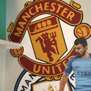 European Football/Soccer Clubs Mural, hand-painted in a bedroom by Tom Taylor