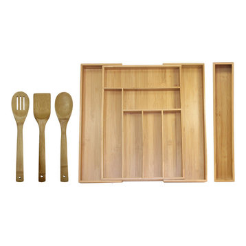 Oceanstar 5-Piece Bamboo Expandable Drawer Utensil Organizer Set