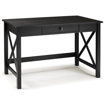 Riverbay Furniture Baldwin Modern Wood X-Design 1-Drawer Laptop Desk in Black