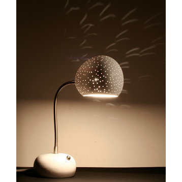 Porcupine Desk Lamp, White, Dot Pattern