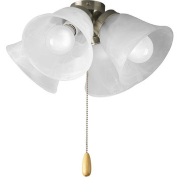 Progress AirPro Collection 4-Light Ceiling Fan Light P2643-09WB, Brushed Nickel