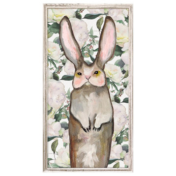 "Forest Bunny, Floral" Mini Framed Canvas Art by Eli Halpin