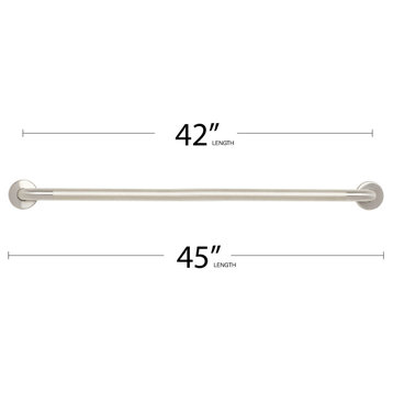 42" Stainless Steel Wall Mount Peened Bathroom Shower Grab Bar with Satin Ends