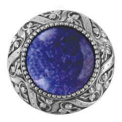 Inviting Home Inc. - Victorian Knob, Antique-Style Pewter With Blue Sodalite - Cabinet And Drawer Knobs