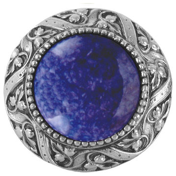Victorian Knob, Antique-Style Pewter With Blue Sodalite