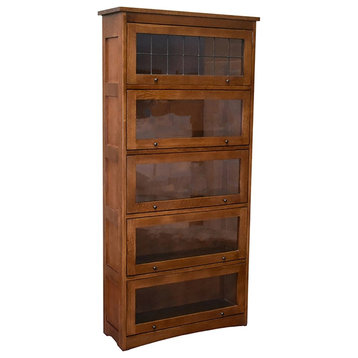 Crafters and Weavers Arts and Crafts 35.25" Wood Barrister Bookcase in Brown