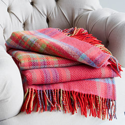 cashmere merino red check throw - Throws