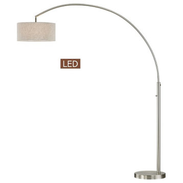 Elena 80" LED Arch Floor Lamp With Dimmer Switch, Brushed Nickel