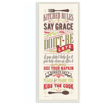 Kitchen Rules Inspirational Word Dining Room Red, 7"x17"
