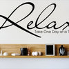 Decal Vinyl Wall Sticker Relax Take One Day At A Time Quote, Black