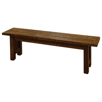 Barnwood Style Timber Peg Dining Bench, Early American, 3 Foot