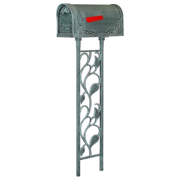 Floral Curbside Mailbox with Floral Mailbox Post