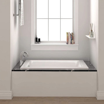 Drop-In White Soaking Bathtub, Fiberglass Acrylic, 60"l X 32"w X 19"h