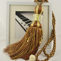 7 Colors QYM25 Polyester and Acrylic Curtain Tassel Tie Backs in Brown Color - Window Treatment Accessories