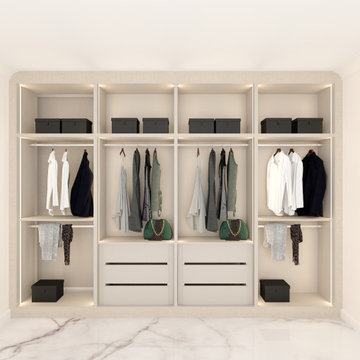 Hinged Wardrobe in Light Grey Beige Textile! Inspired Elements