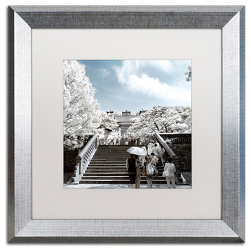 Philippe Hugonnard 'White Umbrella' Art, Silver Frame, White Matte, 16"x16"