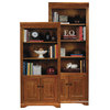 Oak Ridge 72" Open Bookcase With Doors, Medium Light Oak