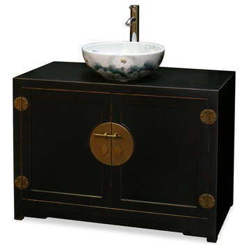 Elmwood Ming Style Vanity Cabinet, With Bowl and Faucet