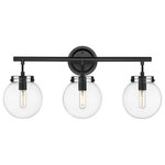 Innovations Lighting - Auralume Span 3 Light 25" Bath Vanity LIght, Matte Black, Clear - A simple vintage base paired with just the right number of industrial details; the Span truly makes a statement. Each fixture offers extra wiring allowing you to showcase individual style.