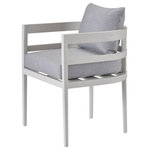Universal Furniture - Universal Furniture Coastal Living Outdoor South Beach Dining Chair - The South Beach Dining Chair introduces a casual elegance to outdoor dining spaces with light gray seat cushions perfectly complemented by a fresh white-hued aluminum body with subtle curvature.