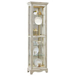 Pulaski Furniture - Pulaski P021595 Single Side Entry Curio, Weathered White - This trim curio with distressed white paint finish works nicely in cottage, country, shabby chic and beach-inspired decors, anywhere you want a casual and practical piece. Whatever you place inside the cabinet, whether a beautiful bowl of seashells or an antique vase, will come to life thanks to the mirrored back and LED light with 3-way touch dimmer switch. Four adjustable glass shelves, plus a removable stationary shelf in the center, allow you to easily change up your display. Access the case's interior through a side door.