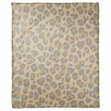 Neutral Gray Leopard 50x60 Coral Fleece Blanket