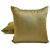 Art Silk Plain & Solid Set of 2, 16"x16" Throw Pillow Cover- Antique Gold Luxury