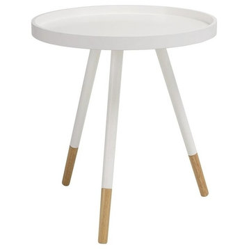 Innis Round Tray Side Table, White