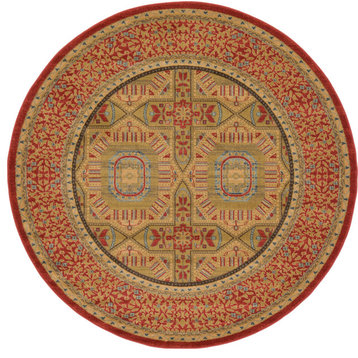 Unique Loom Red Lincoln Palace 6' 0 x 6' 0 Round Rug
